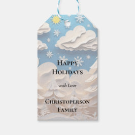 Etiqueta de regalo de paisaje invernal