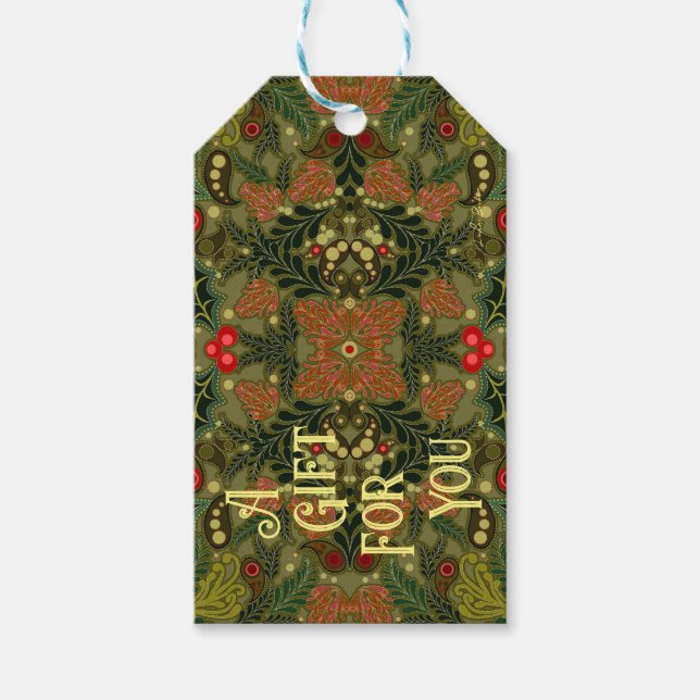 Etiqueta de regalo de Paisley para navidades (Anverso)
