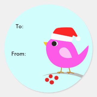 Etiqueta de regalo de pájaro para navidades