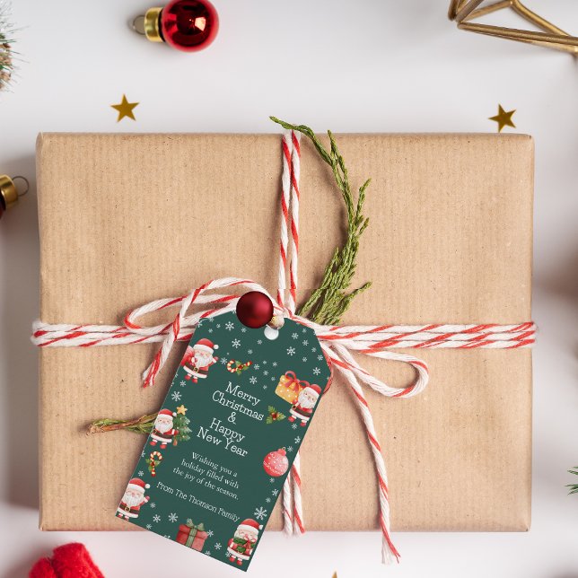 Etiqueta de regalo de Papá Noel rojo alegre (Subido por el creador)