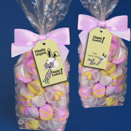 Etiqueta de regalo de Pascua conejito retro Flower