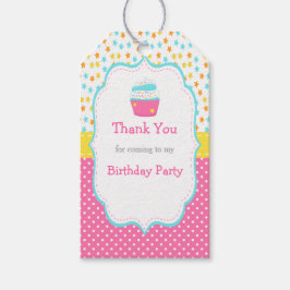 Etiqueta de regalo de pasteles y rociadores