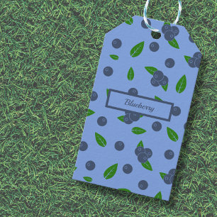 Etiqueta de regalo de patrón de arándano azul