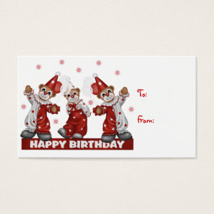 Etiqueta de regalo de payaso Feliz cumpleaños