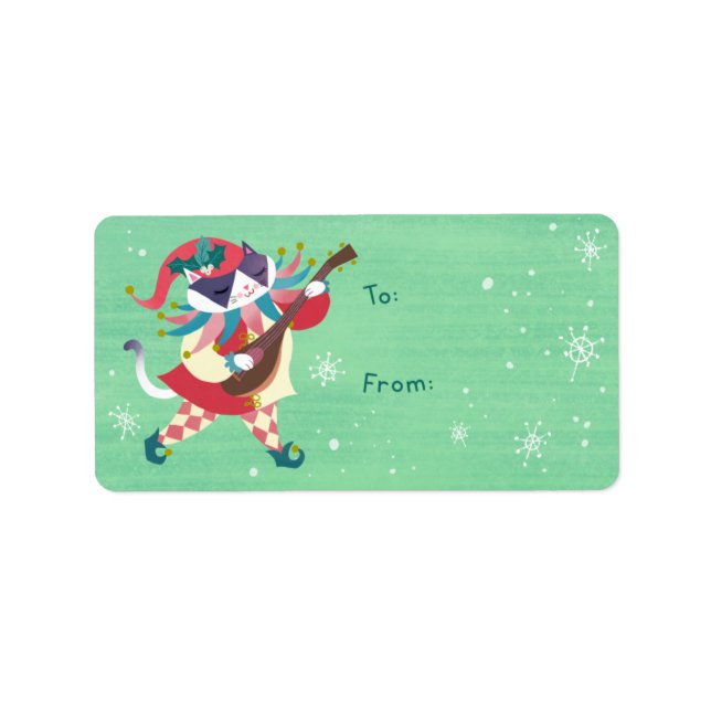 Etiqueta de regalo de Pegatina de gato Meowgical J (Frente)