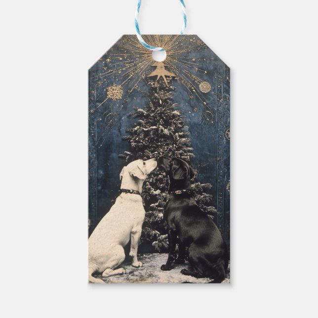 Etiqueta de regalo de perros para Navidades de per (Anverso)
