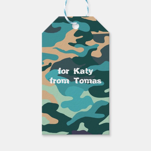 Etiqueta de regalo de Personalizado de camuflaje (Anverso)