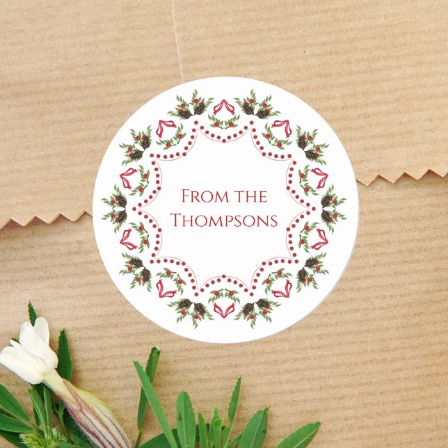 Etiqueta de regalo de Personalizado de Navidades v (Custom circle mandala gift packaging sticker label. )