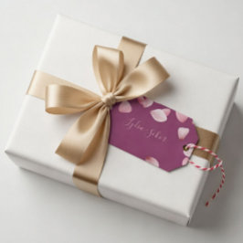 Etiqueta de regalo de pétalo rosa personalizable e