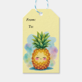 Etiqueta de regalo de piña feliz