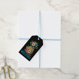 Etiqueta de regalo de piña tropical de bienvenida