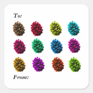 Etiqueta de regalo de piñas de colores