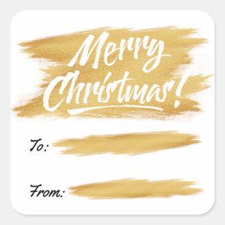 Etiqueta de regalo de pincel de oro para navidades