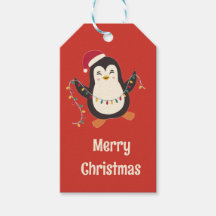Etiqueta de regalo de pingüino lindo de Navidad
