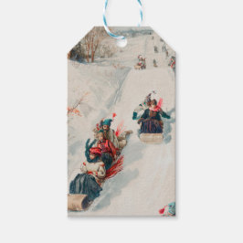 ETIQUETA DE REGALO DE PINTURA DE ESCENA DE navidad