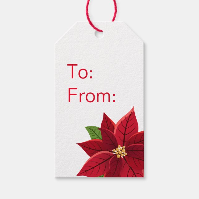 Etiqueta de regalo de Poinsettia navidades (Anverso)