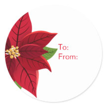 Etiqueta de regalo de Poinsettia navidades