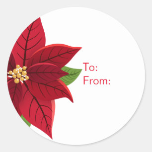 Etiqueta de regalo de Poinsettia navidades