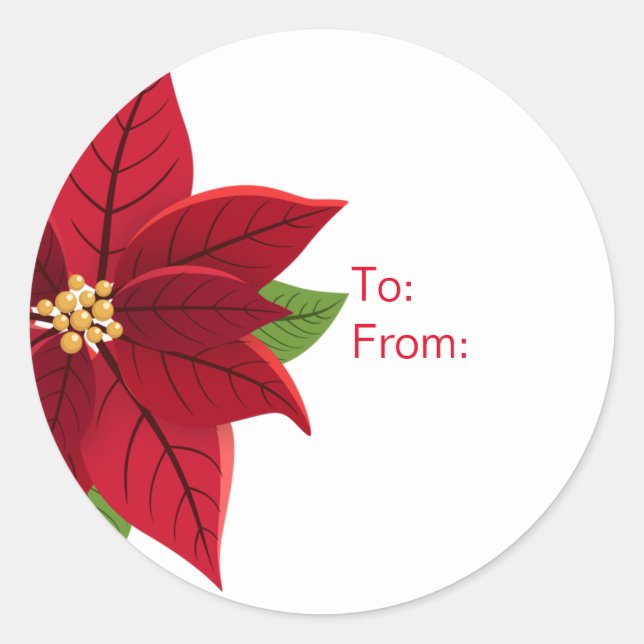 Etiqueta de regalo de Poinsettia navidades (Anverso)