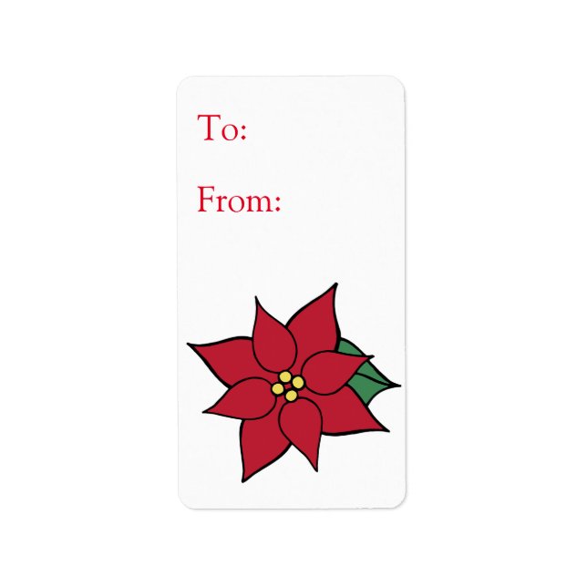Etiqueta de regalo de Poinsettia para navidades (Frente)