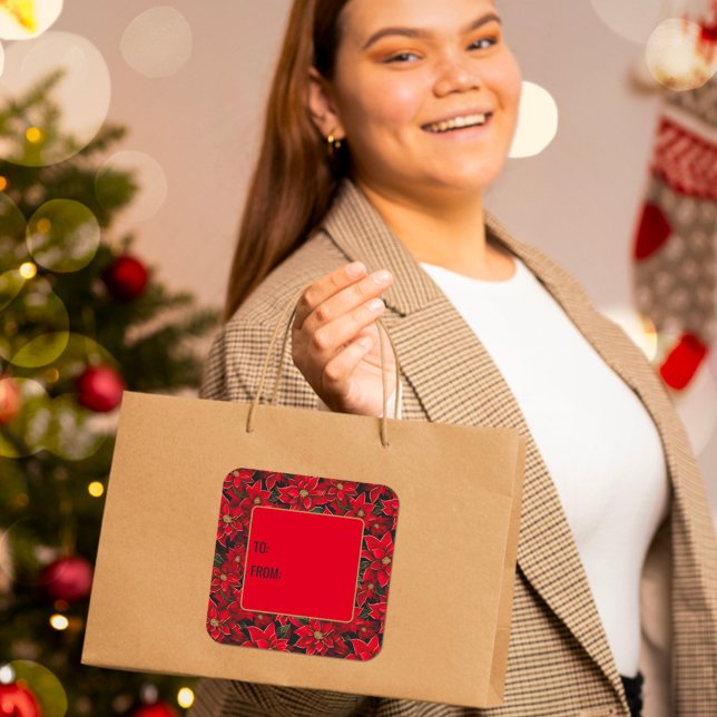 Etiqueta de regalo de Poinsettia para Navidades de (Subido por el creador)