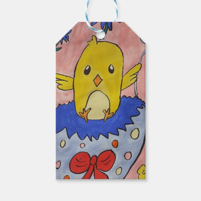 Etiqueta de regalo de pollo de Pascua (Anverso)