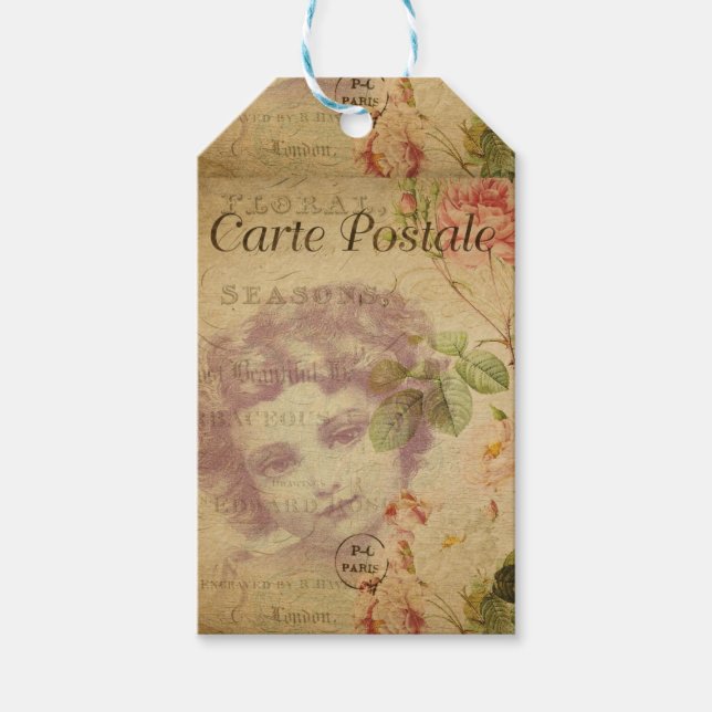 Etiqueta de regalo de postal francesa (Anverso)