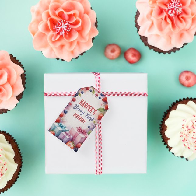 Etiqueta de regalo de primer cumpleaños de Berry – (Subido por el creador)