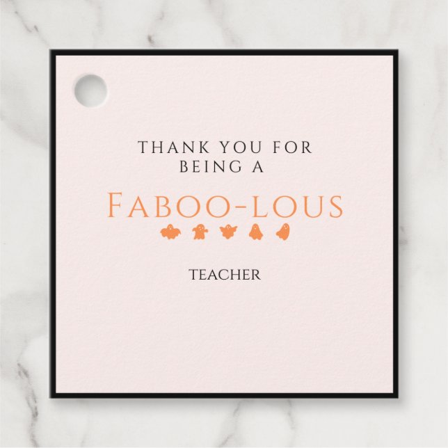Etiqueta de regalo de profesor de Halloween, boo,  (Anverso)