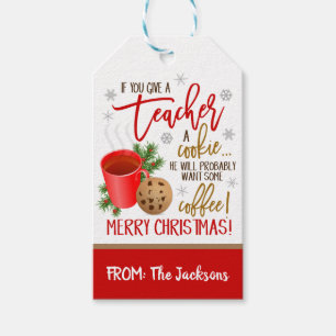 Etiqueta de regalo de profesor Navidad