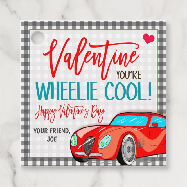 Etiqueta de regalo de Race Car Valentine (Anverso)