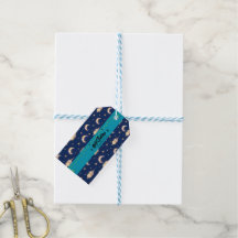 Etiqueta de regalo de Ramadán de lujo en azul mari