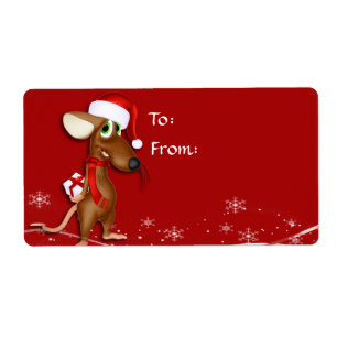 Etiqueta de regalo de ratón para navidades