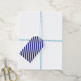 Etiqueta de regalo de rayas azules y blancas