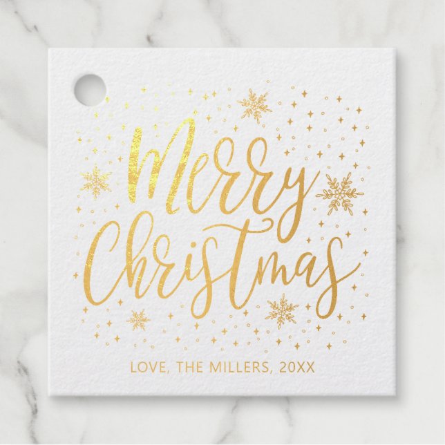 Etiqueta de regalo de Relieve metalizado dorado re (Anverso)