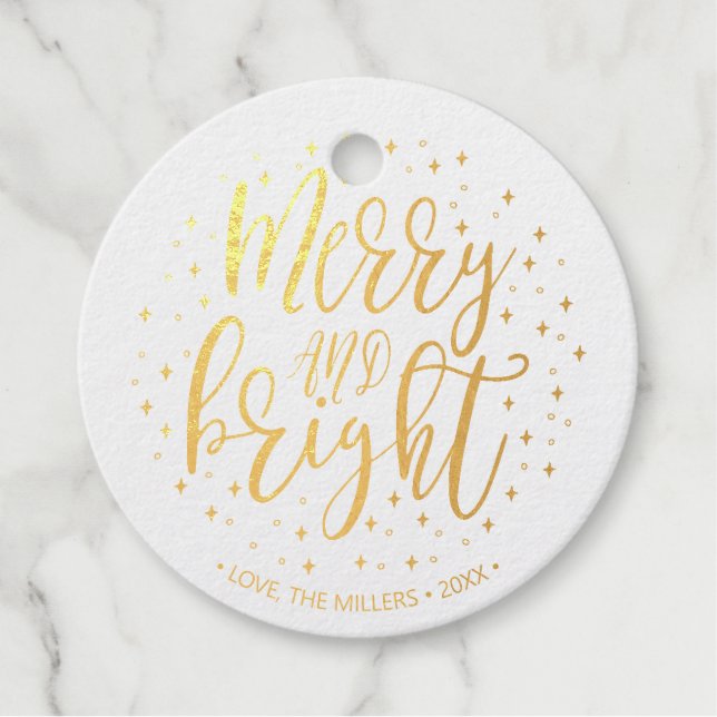 Etiqueta de regalo de Relieve metalizado dorado re (Anverso)