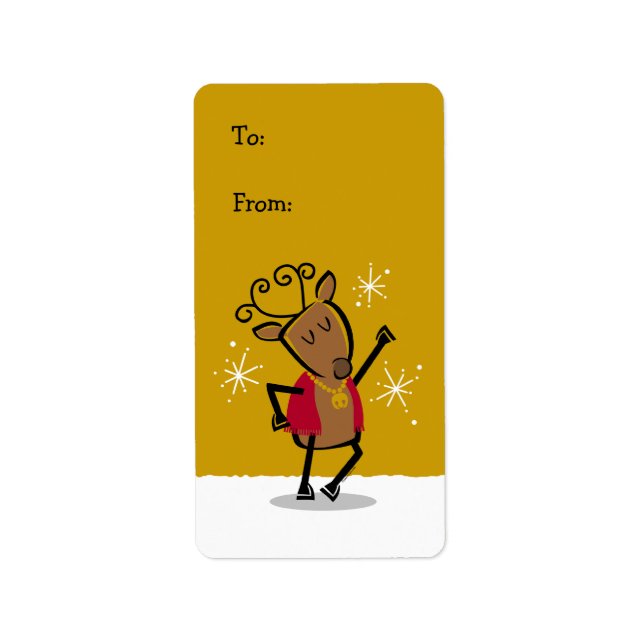 Etiqueta de regalo de reno de bailarín (Frente)