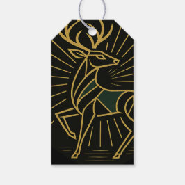 Etiqueta de regalo de Reno de Navidad Art Deco