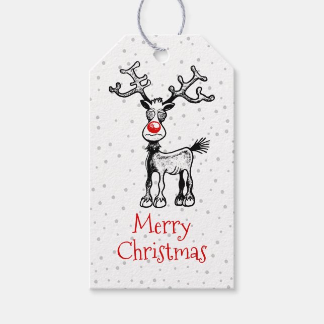 Etiqueta de regalo de reno Rudolph (Anverso)