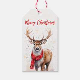 Etiqueta de regalo de renos navideños