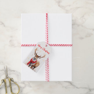 Etiqueta de regalo de renos navideños