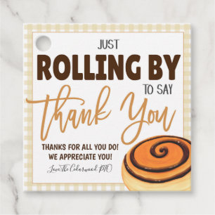 Etiqueta de regalo de rollo de canela