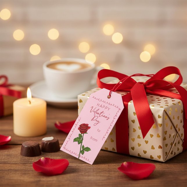 Etiqueta de regalo de rosa personalizada Feliz día (Subido por el creador)