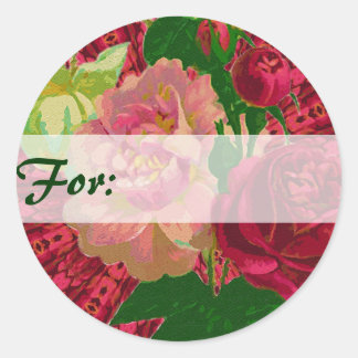 Etiqueta de regalo de rosas rojas y rosas rosas