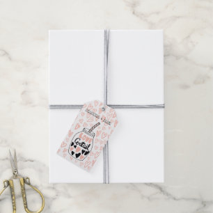 etiqueta de regalo de San Valentín con monograma d