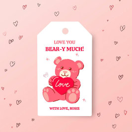 Etiqueta de regalo de San Valentín Love You Bear-y