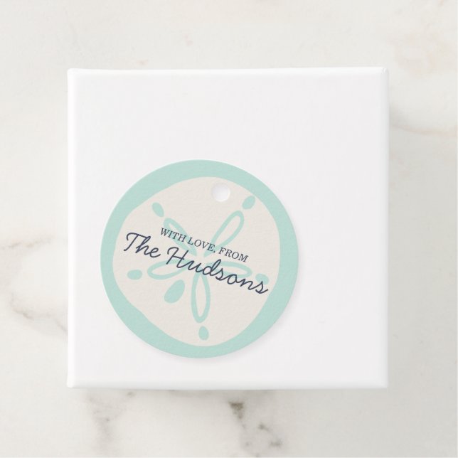 Etiqueta de regalo de Sandollar para la playa (In situ)