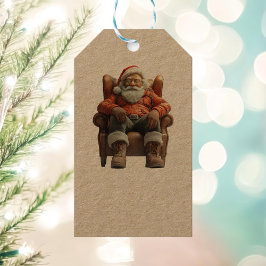 Etiqueta de regalo de Santa Kraft cansada