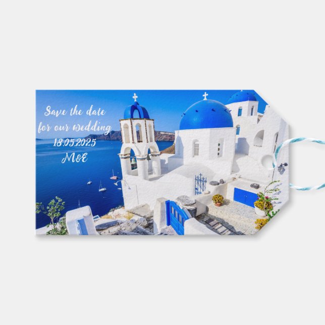 Etiqueta de regalo de Santorini (Frente (Horizontal))