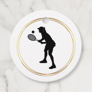 Etiqueta de regalo de silueta de jugadora de tenis